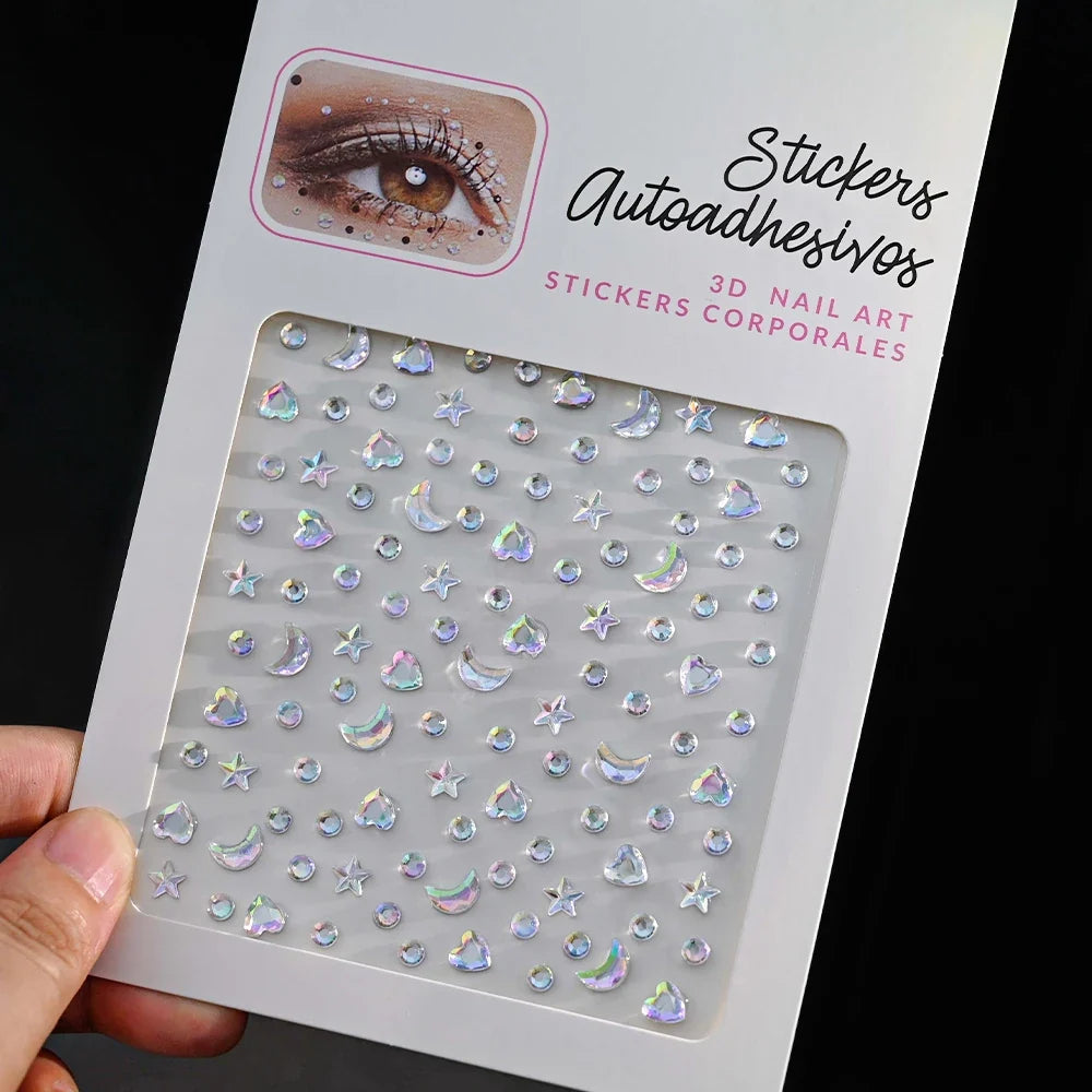 5D Face Diamond Gem Stickers - Colorful Rhinestone Body Makeup Tattoo for Festival, Nail Art & DIY Bling Style