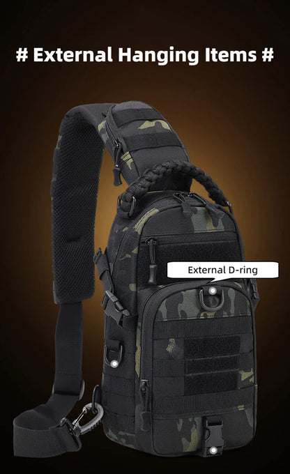 Men’s Tactical Camping Chest Bag – Outdoor MOLLE Sling Shoulder Pack for Hiking, Cycling, Fishing & Climbing