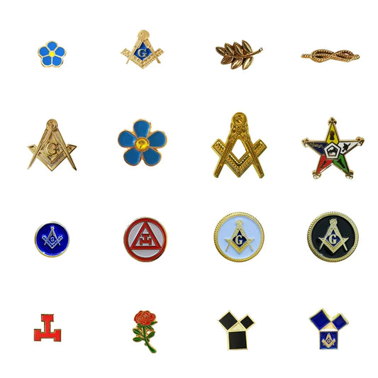 Masonic Freemason Lapel Pin - Forget Me Not Sun Past Master Commemorative Badge for Freemasonry Accessories & Collectors