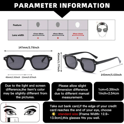 Men's Retro Square Frame Glasses - Trendy Y2K Rivet Street Style Fashion Eyewear
