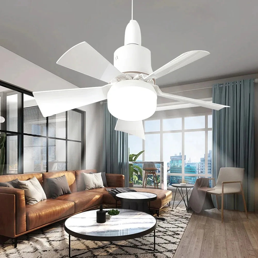 Ceiling Fan with LED Light and Remote Control – Recessed Installation, Removable, Dimmable, Silent Design for Home Use
