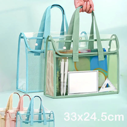 Transparent PVC Exam Bag - Large Capacity Waterproof Study Pouch for School Test Papers, Documents & Stationery Storage
