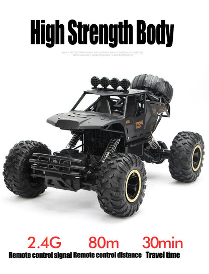 1:12/16 RC Off-Road Truck – 4WD Remote Control Car with Metal Shell & LED Lights for Kids