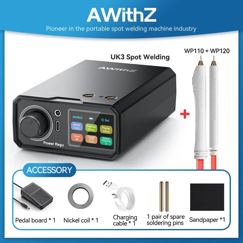 Awithz UK3 Portable Battery Spot Welder – DIY Mini 18650 Welding Machine, 10,000mAh, Welds Up to 0.4mm