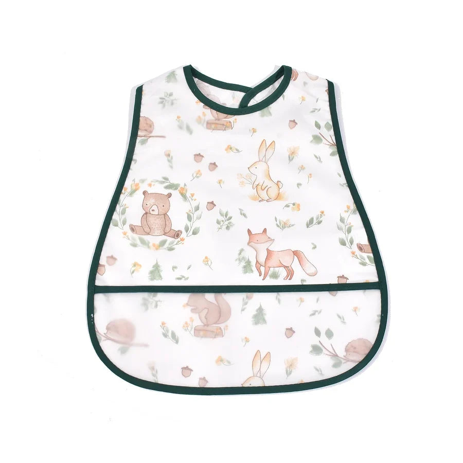 Adjustable Baby Bibs - Waterproof EVA Cotton Cartoon Feeding Bibs with Burp Cloth for Boys & Girls