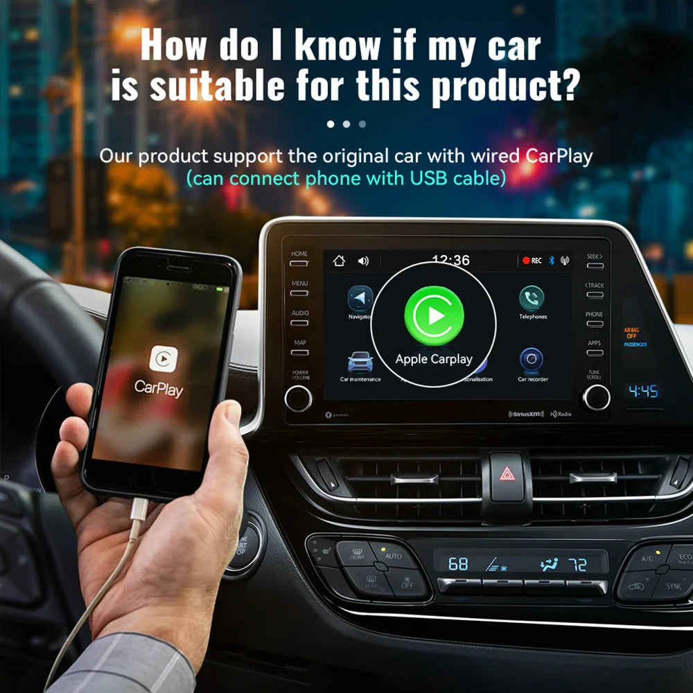 Acodo 2025 Android 14 3-in-1 CarPlay AI Box Wireless Adapter for Android Auto, YouTube & Netflix – Universal Plug and Play TV Box