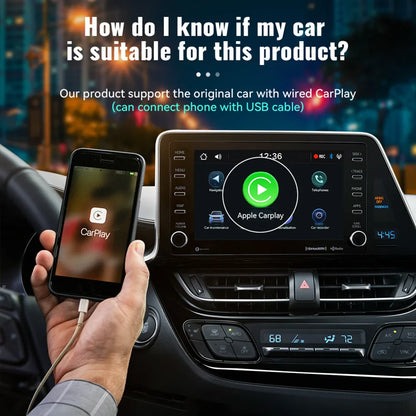 Acodo 2025 3-in-1 CarPlay AI Box — Wireless Android Auto & USB Adapter for YouTube, Netflix, Universal TV, Plug & Play