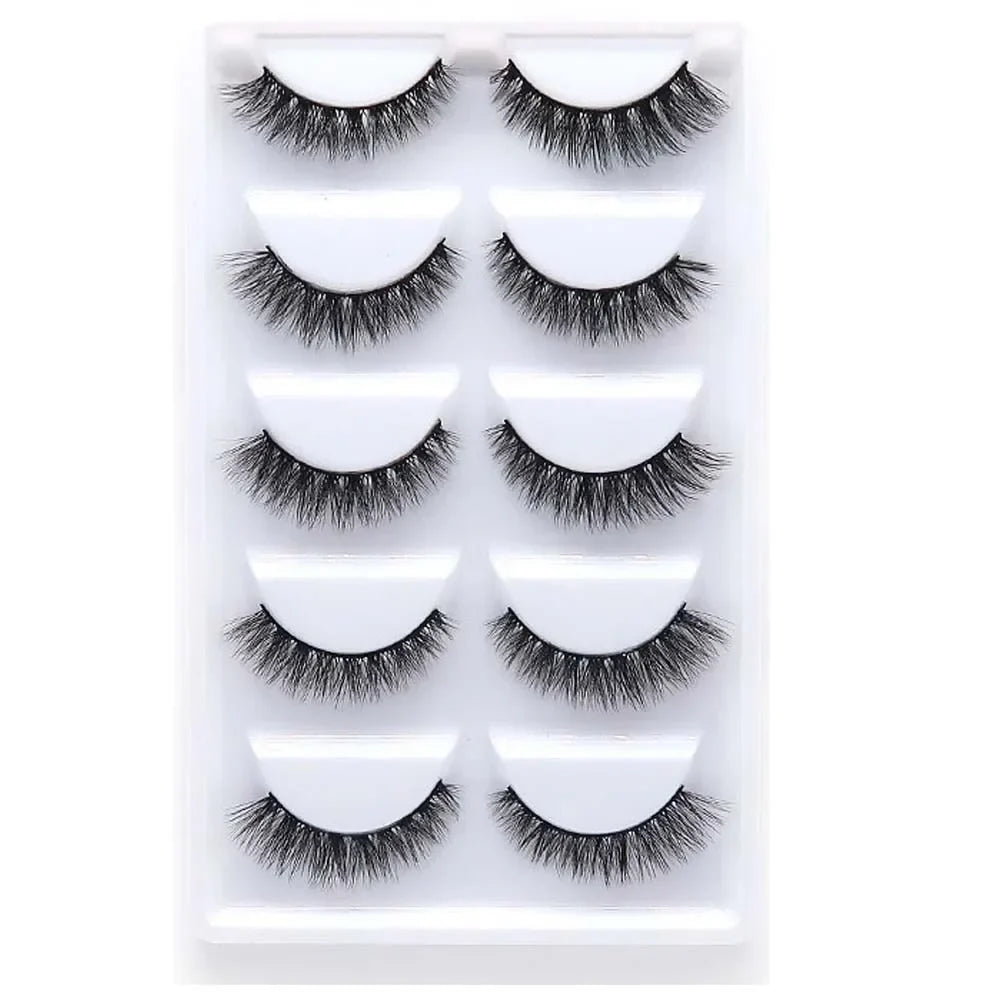 5 Pairs 3D Real Mink False Eyelashes – Soft Natural Look Eyelash Extensions for Makeup & Daily Wear
