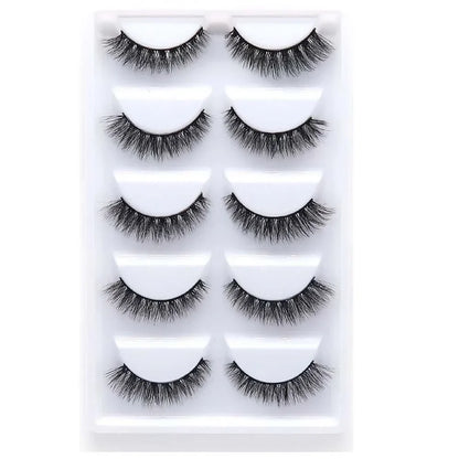 5 Pairs 3D Real Mink False Eyelashes – Soft Natural Look Eyelash Extensions for Makeup & Daily Wear