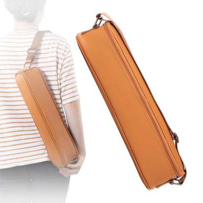Portable Flute Bag Case - Lightweight Leather Backpack & Zipper Carrying Satchel for 16/17 Hole Flutes