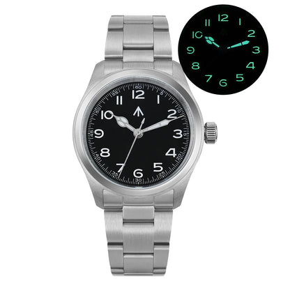 Militado ML08 Vintage Quartz Watch - VH31 Movement 38mm Sapphire Crystal Wristwatch with C3 Green Luminous Dial