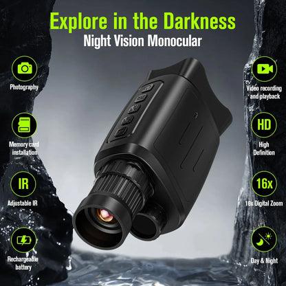 16X Night Vision Monocular - 1080P HD Infrared Digital Zoom Telescope for Outdoor Viewing