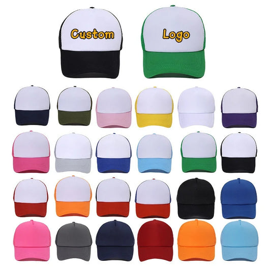 Custom Logo Mesh Trucker Cap - 5 Panel Snapback Baseball Hat for Men & Women Summer Sports Sun Hat