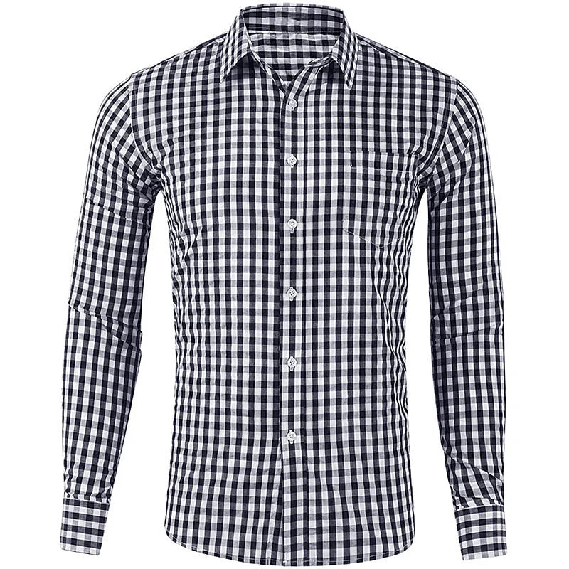 Men’s Plaid Long Sleeve Shirt - Casual 3D Printed Lapel Summer Shirt Unisex Fashion Top
