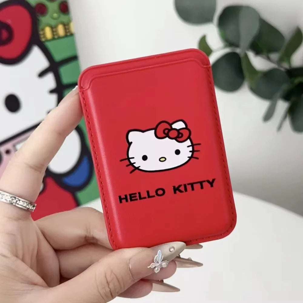 INS MagSafe Hello Kitty Wallet Card Holder Case for iPhone 17 / 16 / 15 / 14 / 13 Air Pro Max – Magnetic Card Clip Slim Wallet Phone Cover for Girls Gift Style Accessory