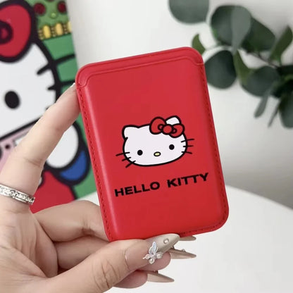 INS MagSafe Hello Kitty Wallet Card Holder Case for iPhone 17 / 16 / 15 / 14 / 13 Air Pro Max – Magnetic Card Clip Slim Wallet Phone Cover for Girls Gift Style Accessory