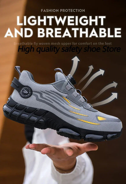 Rotating Button Safety Shoes for Men – Anti-Smash, Anti-Puncture Work & Security Protective Boots, Fashion Sport Design