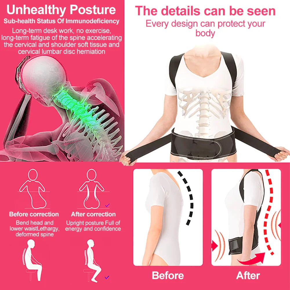 Back Posture Corrector Brace — Shoulder Support Belt for Upper & Lower Back Pain Relief | Spine & Clavicle Posture Vest