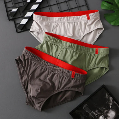 Men’s Cotton Briefs with Convex Pouch – Low Rise Breathable Solid Color Comfortable Youth Underwear Fit