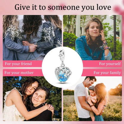 MULA Chameleon Silver-Plated Charm with Color-Changing Crystal Ball - DIY Snake Chain Bracelet Jewelry Gift for Women
