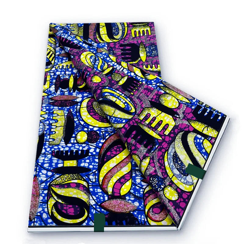 2026 African Real Wax Fabric - 100% Cotton Soft Ankara Batik Gold Print