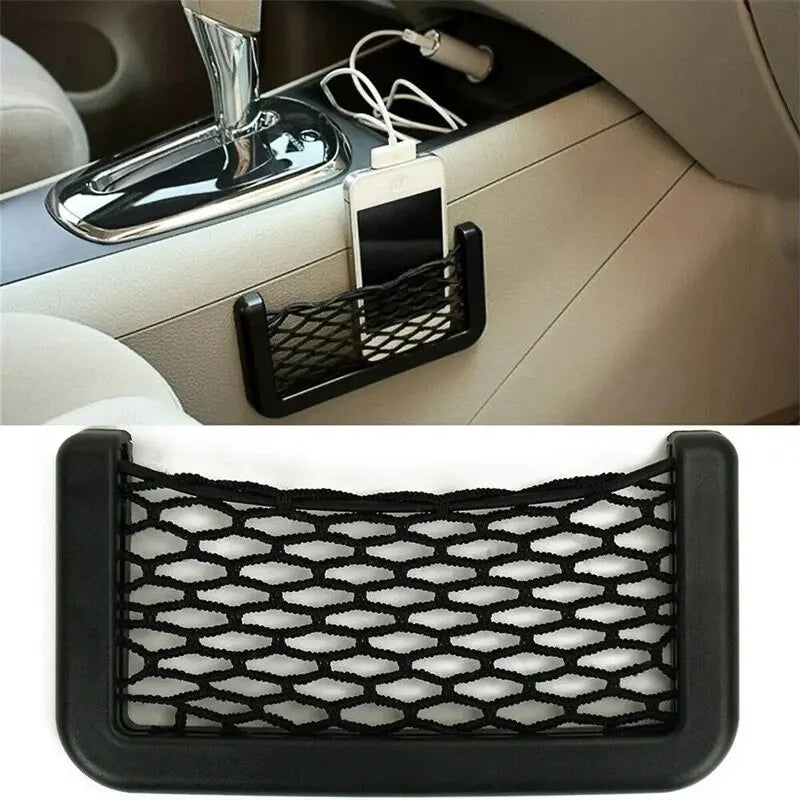 Car Seat Side Storage Bag - Elastic Mesh Pocket Organizer for Phone & Interior Accessories