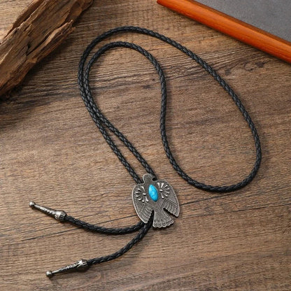 American Bolo Tie – Punk Vintage Metal Bird Stone Cowboy Hat Pendant, Western Necklace & Costume Accessories