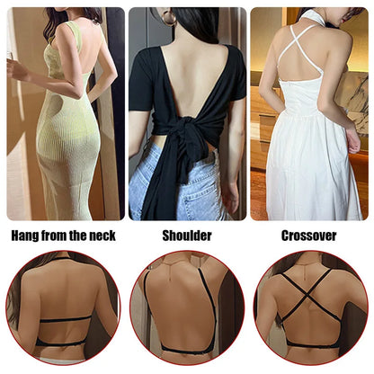 Women’s Invisible U-Plunge Bra - Backless Push-Up Strapless Lingerie with Transparent Straps for Dresses and Tops