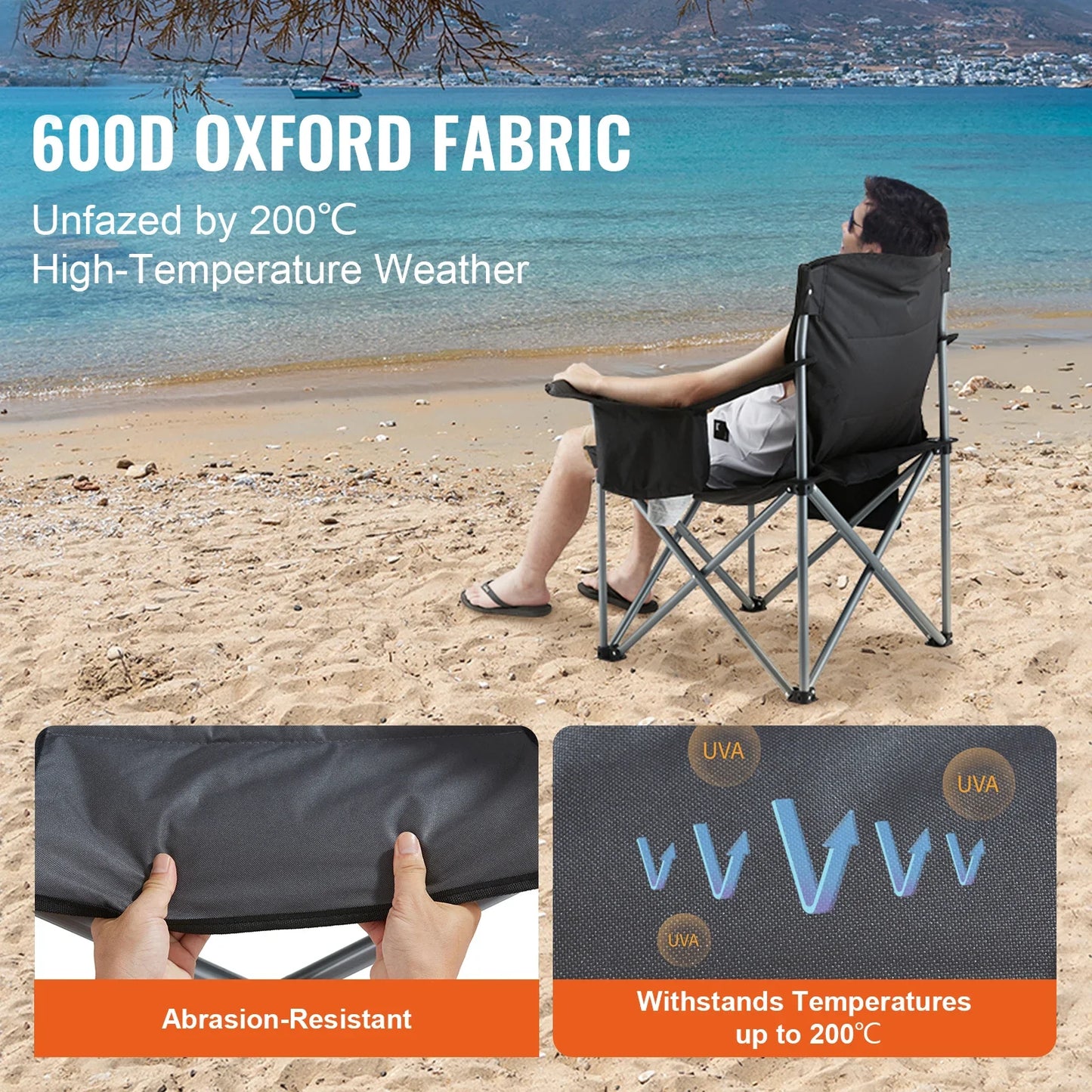 Outdoor Folding Camping Chair — Ultralight Portable Beach, Hiking, Picnic & Fishing Seat, 350lbs Load Capacity