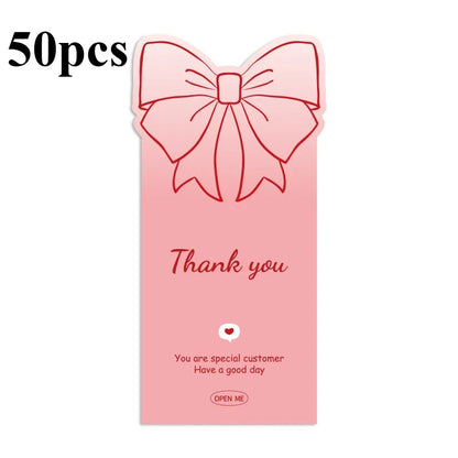50pcs Pink Bowknot Thank You Stickers - Cute Rose Gift Box Sealing Labels for Decorative Packaging & Presents