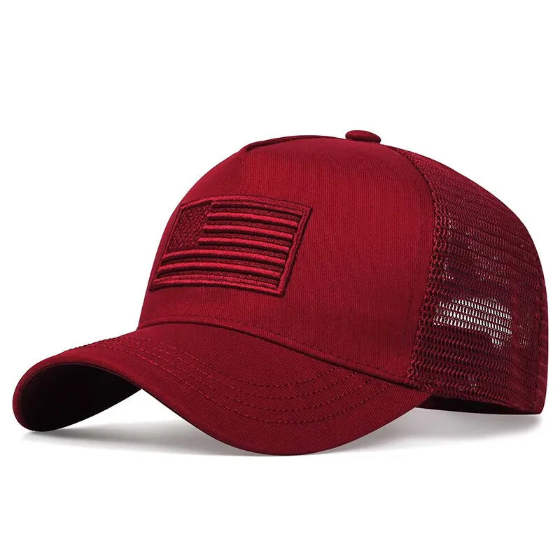 Fashion American Flag Embroidery Baseball Net Caps - Adjustable Casual Hats for Spring and Summer Outdoor Sunscreen Protection