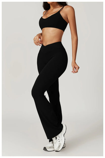Women’s 2PCS Sportswear Yoga Set – Short Sleeve Crop Top & High Waist Leggings for Gym & Fitness