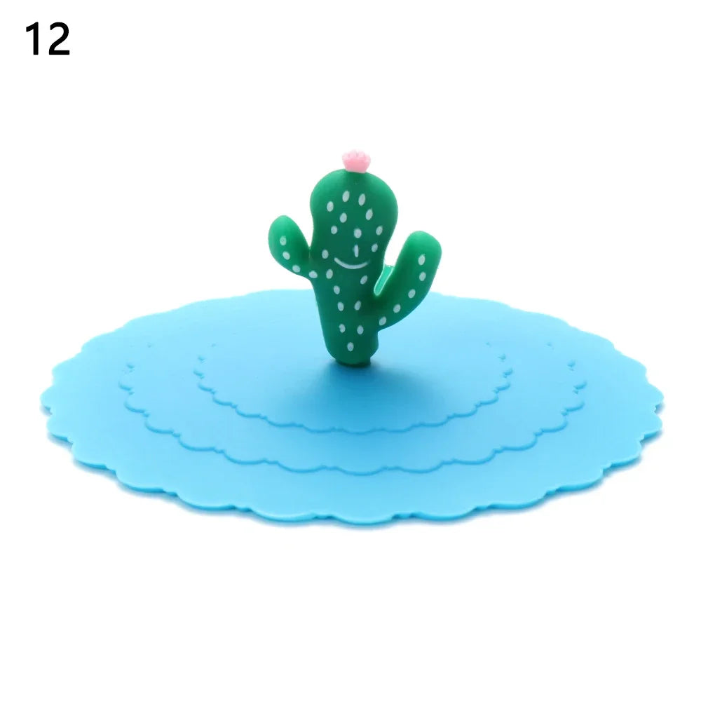 Cartoon 10cm Cute Silicone Cup Cover - Heat-Resistant, Leak-Proof, Dustproof Sealed Lid for Tea Cups