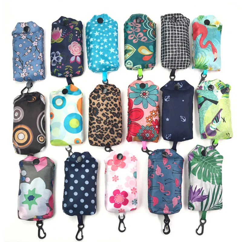 Fashionable Foldable Shopping Bag - Eco-Friendly, Large Capacity Tote with Convenient Folding Pouch for Travel and Groceries