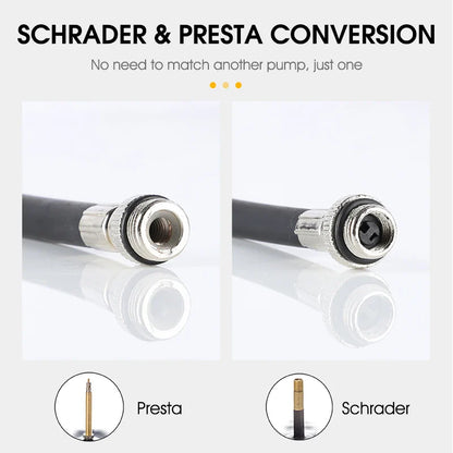 WEST BIKING Mini Bicycle Pump – Portable 100PSI Aluminum Alloy Hand Pump for Schrader & Presta Valves, MTB & Road Bikes