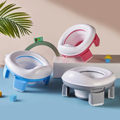 3-in-1 Foldable Travel Potty Seat - Portable Silicone Baby Toilet Trainer with Disposable Bags for Kids