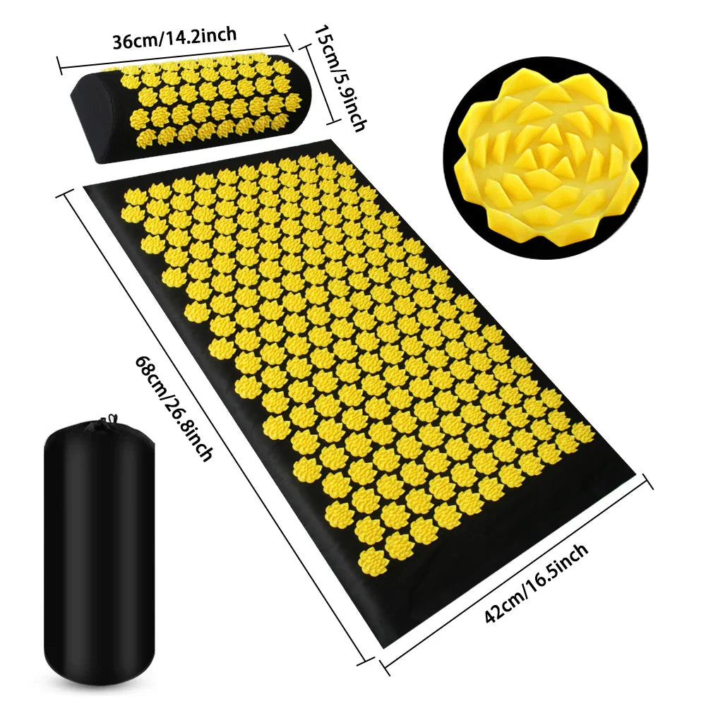 Pranamat Eco Lotus Spike Mat — Acupressure Massage Cushion for Neck, Back & Feet, Kuznetsov Applicator Yoga Therapy
