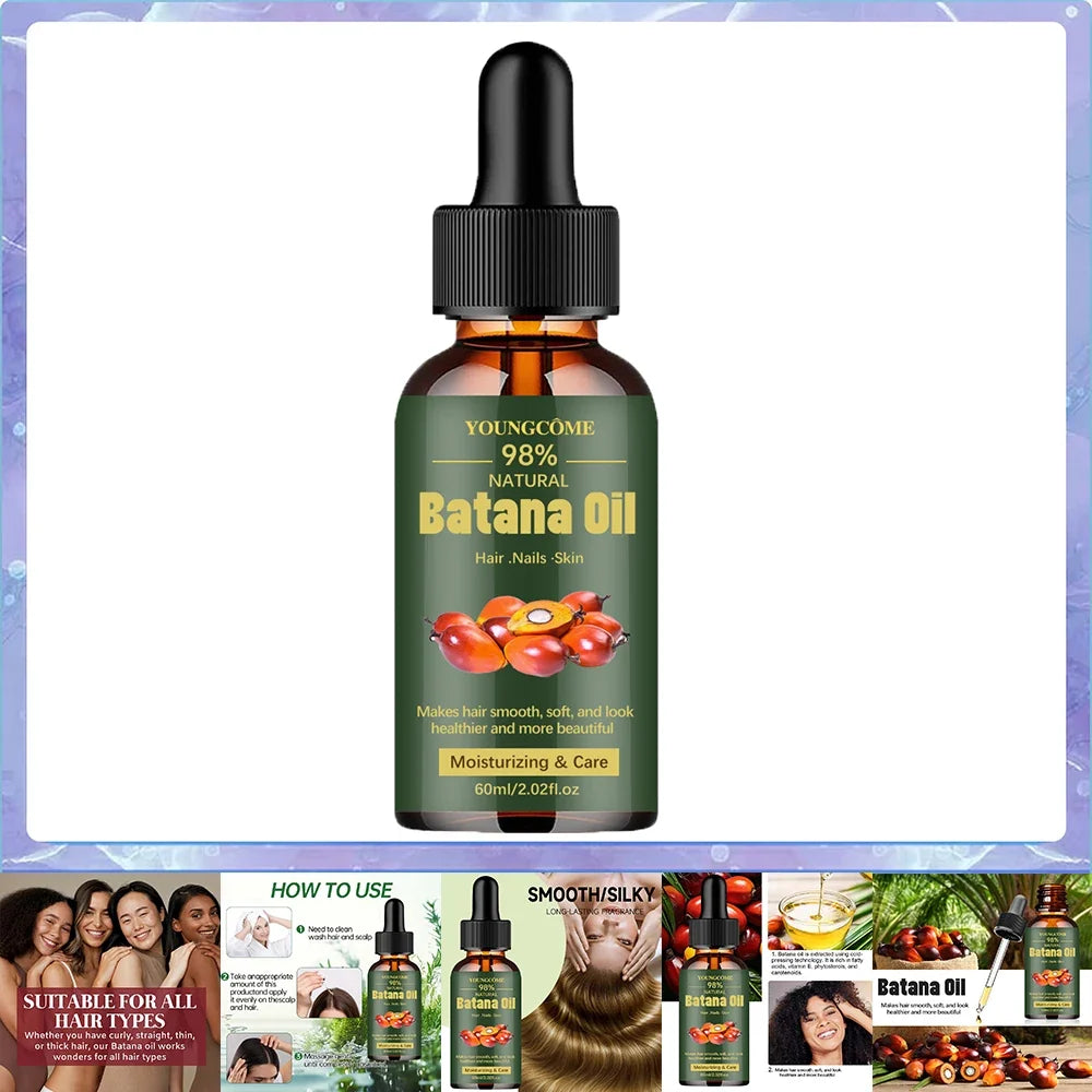 Pure Batana Hair Oil - Natural Hair Growth Treatment for Shine Strengthening Split End Repair and Scalp Care
