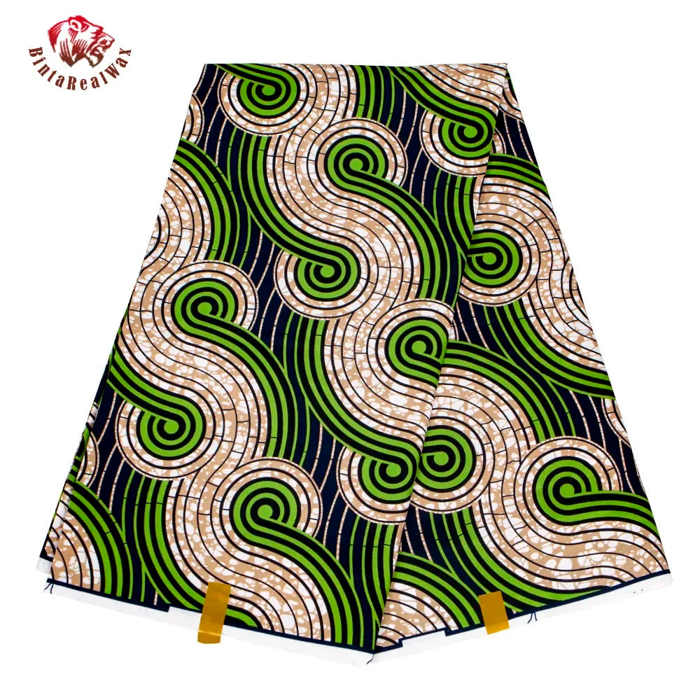 Ankara African Leaf Print Fabric - Real Wax Patchwork Sewing, Craft & DIY Textile Material