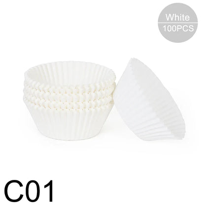 100pcs Oilproof Muffin Cupcake Liners – Solid Color Baking Paper Cups for Cakes, Birthday Party & Decorating Baking Tray Accessories