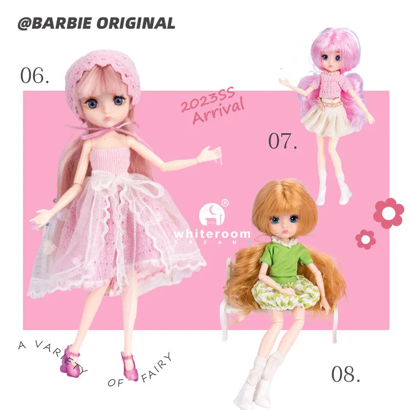 Slim 26cm BJD Doll for Girls – 13 Movable Joints with Princess Outfit, Blue Eyes & Eyelash Accessories