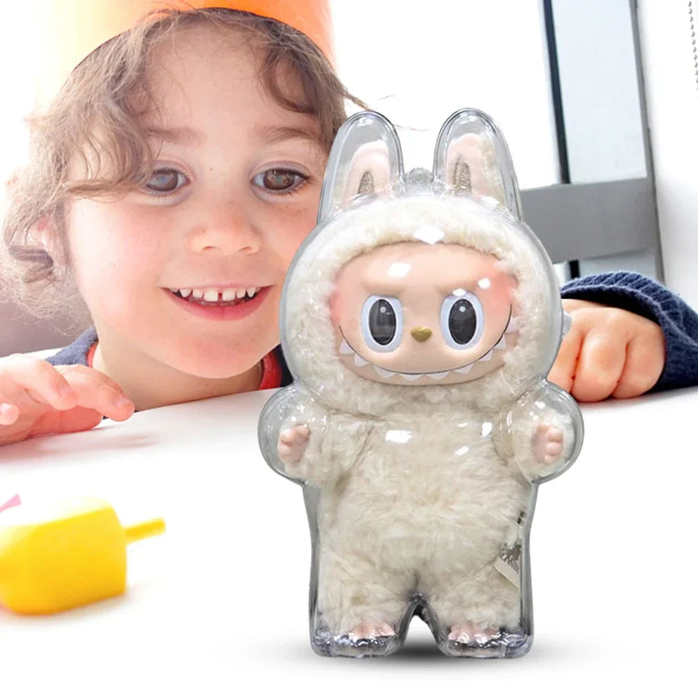 17cm Labubu Transparent Protective Cover - Monster Toy & Elf Doll Storage Display Box
