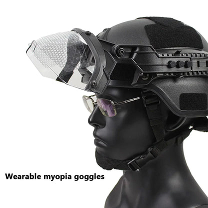 Tactical FAST Helmet Half Face Mask with Flip Goggles – Airsoft, Paintball, and Hunting Gear Accessories