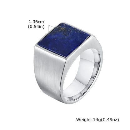 Punk Vintage Ethnic Rings for Men – Retro Viking Knot Rune, Black Geometric Square Stone Signet Jewelry