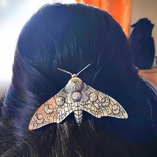 Vintage Gothic Moth Hair Clip - Halloween Hair Pin Party Accessory