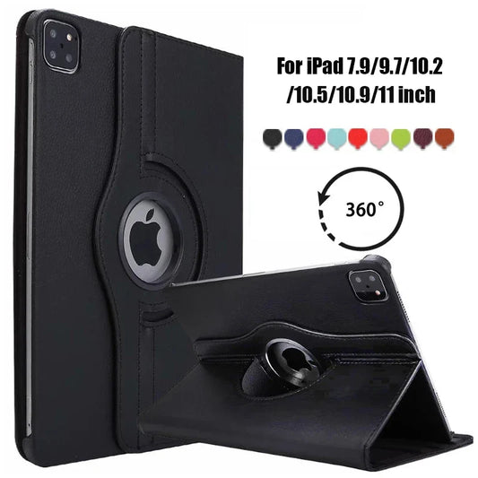 360° Rotating iPad Case - Protective Tablet Cover with Stand for iPad Pro Air 10.9 10.5 10.2 9.7 Inch Models