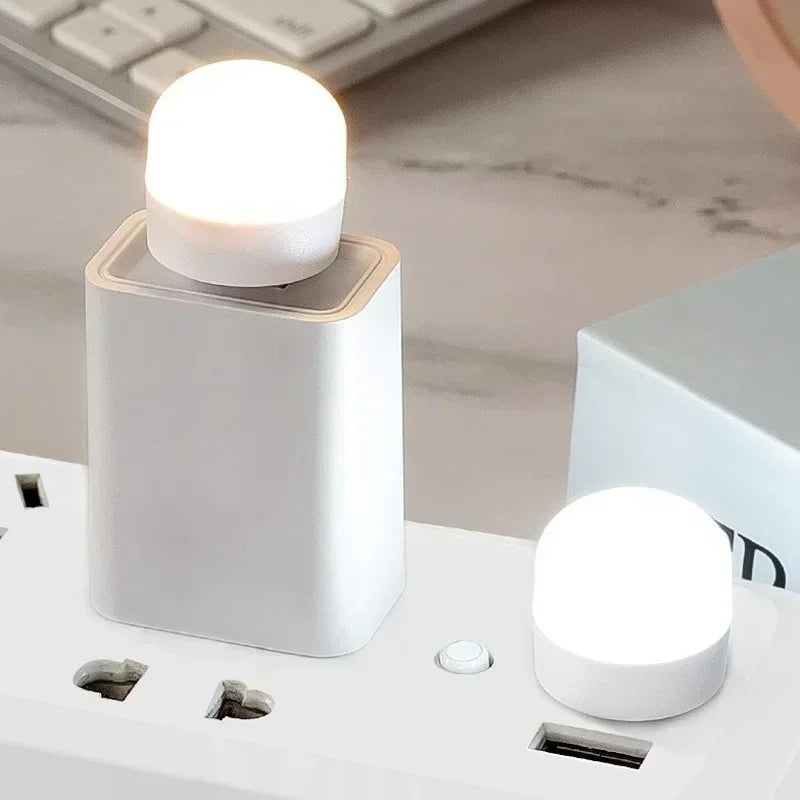 Mini USB Night Light - Warm White LED Reading Lamp for Eye Protection, USB Plug Compatible with Computers and Mobile Power Charging - Available in 50 or 1 Pack
