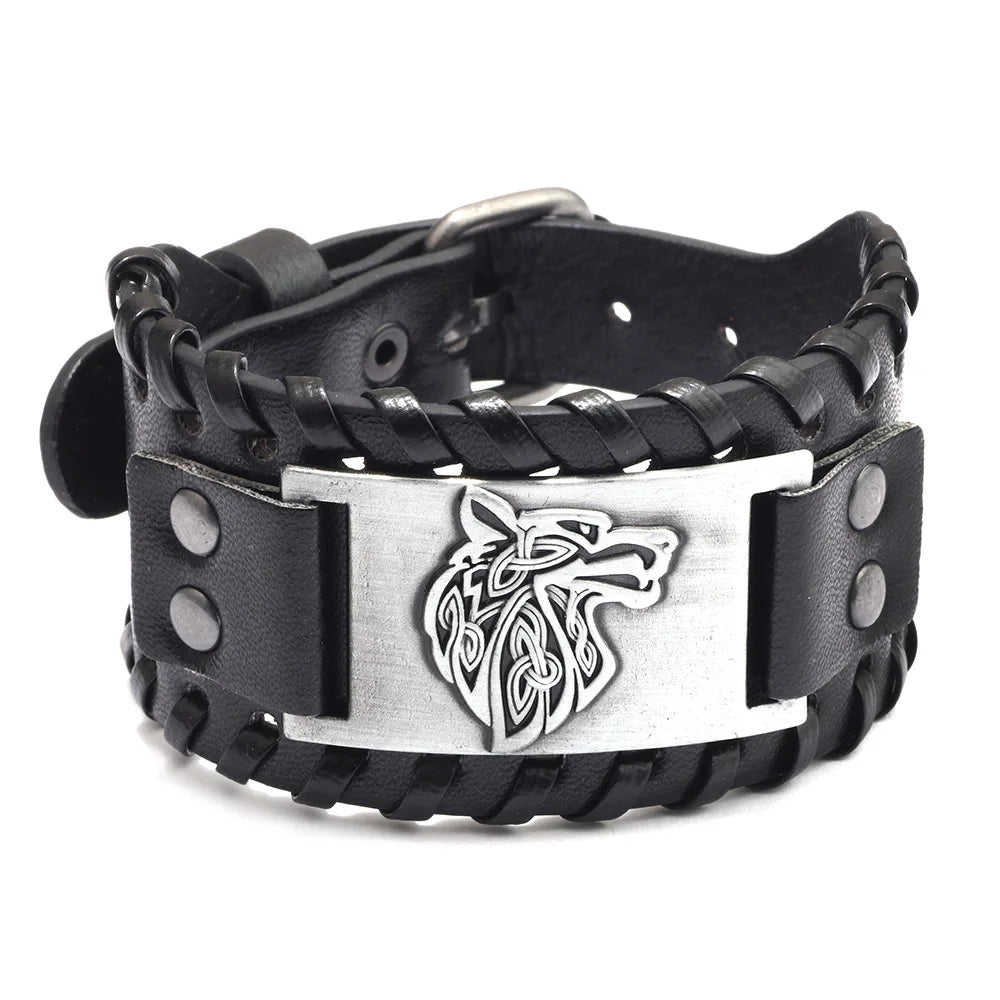 Trendy Viking Bracelet – Nordic Rune Compass & God Bird Charm Leather Woven Jewelry for Men, Fashion Accessory & Party Gift