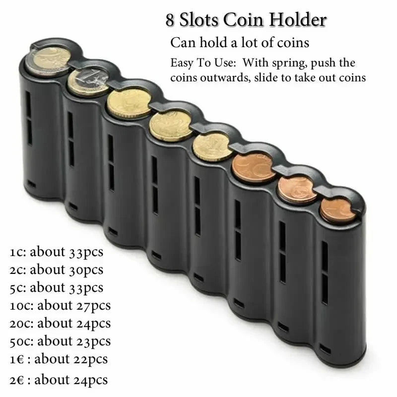 Creative Portable Coin Storage Wallet – Multi-Pocket Euro Coin Holder & Cash Fanny Pack with 8 Slots