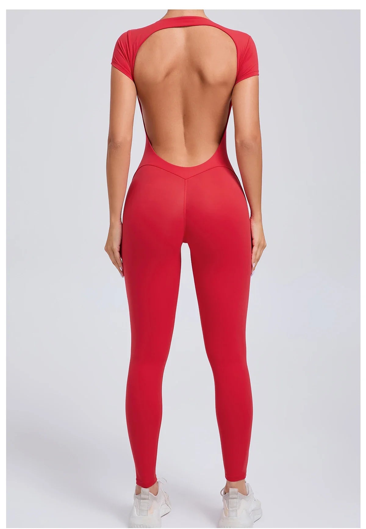 Women’s One-Piece Padded Backless Yoga Romper – Quick-Dry Workout Bodysuit & Sports Jumpsuit